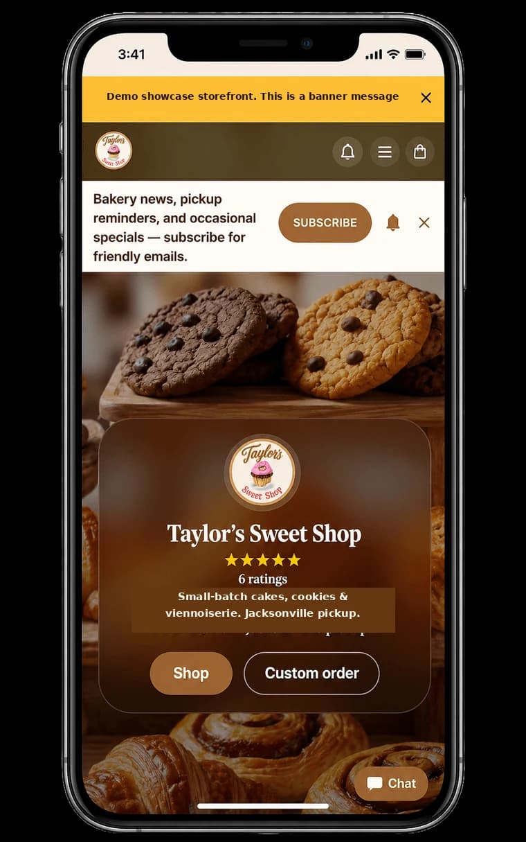 Loafaly mobile bakery storefront on a phone