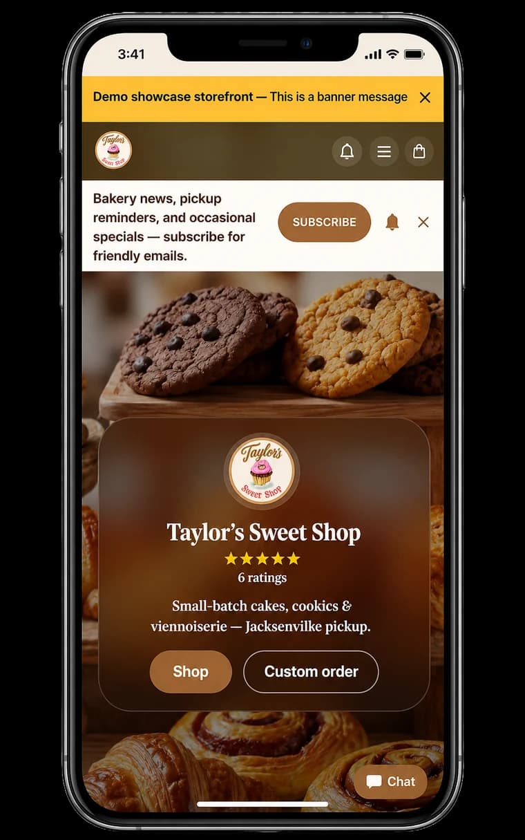 Loafaly mobile bakery storefront on a phone